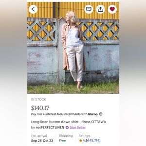 Notperfectlinen OTTAWA dress/duster in Swedish Blue